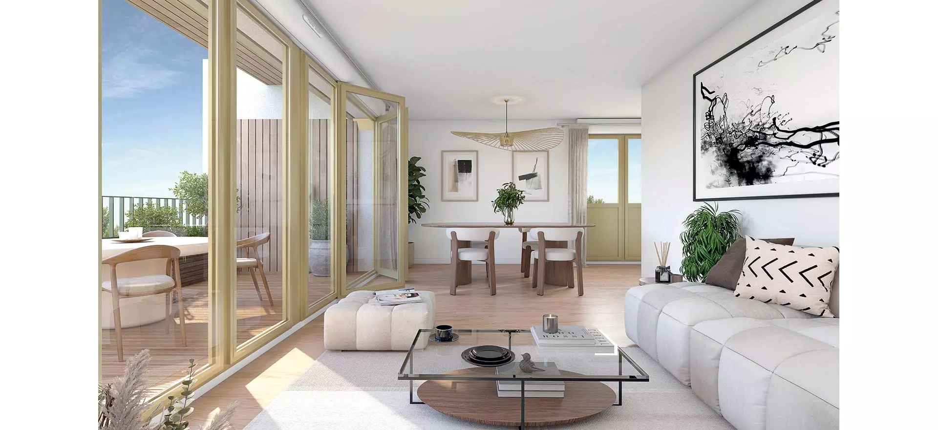 Séjour lumineux d’un appartement BRS de la résidence Hylea à Toulouse Empalot